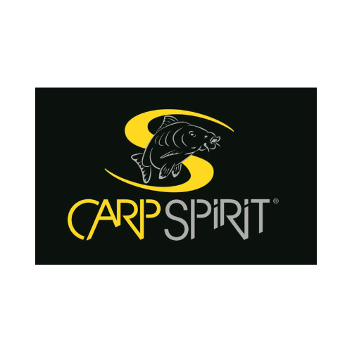 Carp Spirit logo featuring a stylized carp fish graphic integrated into a yellow 'S' shape, representing a brand specializing in carp fishing gear and accessories