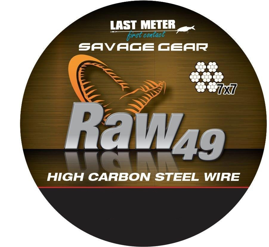 Alambre de acero Savage Gear RAW49 de 10 m, 0,54 mm, 23 kg, sin cortar, marrón
