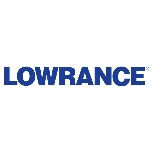 Lowrance logo featuring the brand name 'LOWRANCE' in bold, uppercase blue letters against a white background, representing their focus on marine electronics and navigation systems