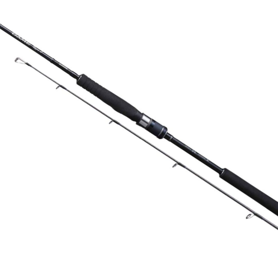 Close-up of Shimano 20 Game Type Jigging Spin 1.88m to 210g rod, showcasing its premium guides and comfortable black handle.