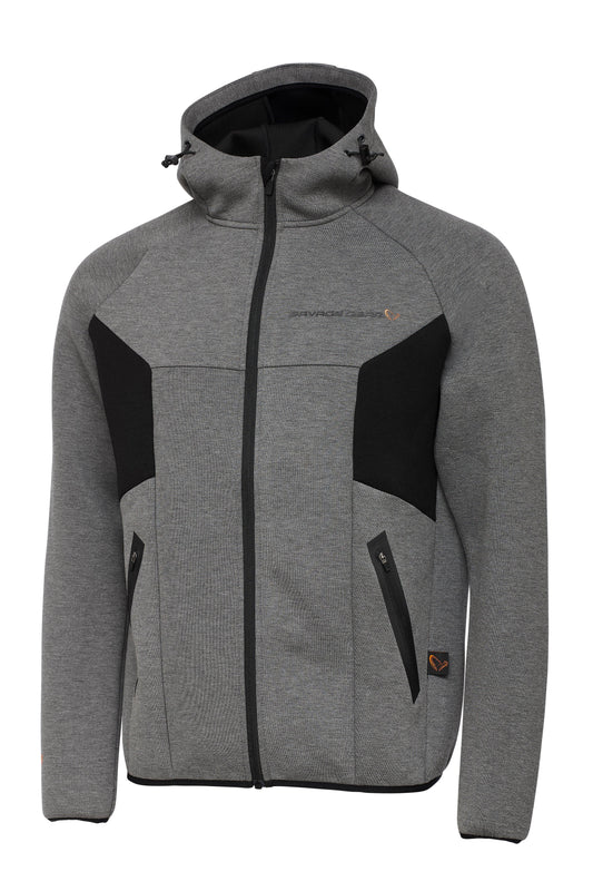 Sudadera con capucha y cremallera Savage Gear TEC-FOAM XL, color gris oscuro jaspeado