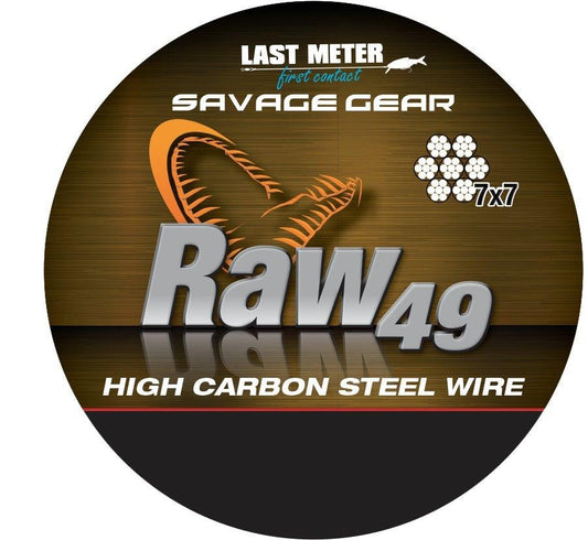 Alambre de acero Savage Gear RAW49 de 10 m, 0,54 mm, 23 kg, sin cortar, marrón