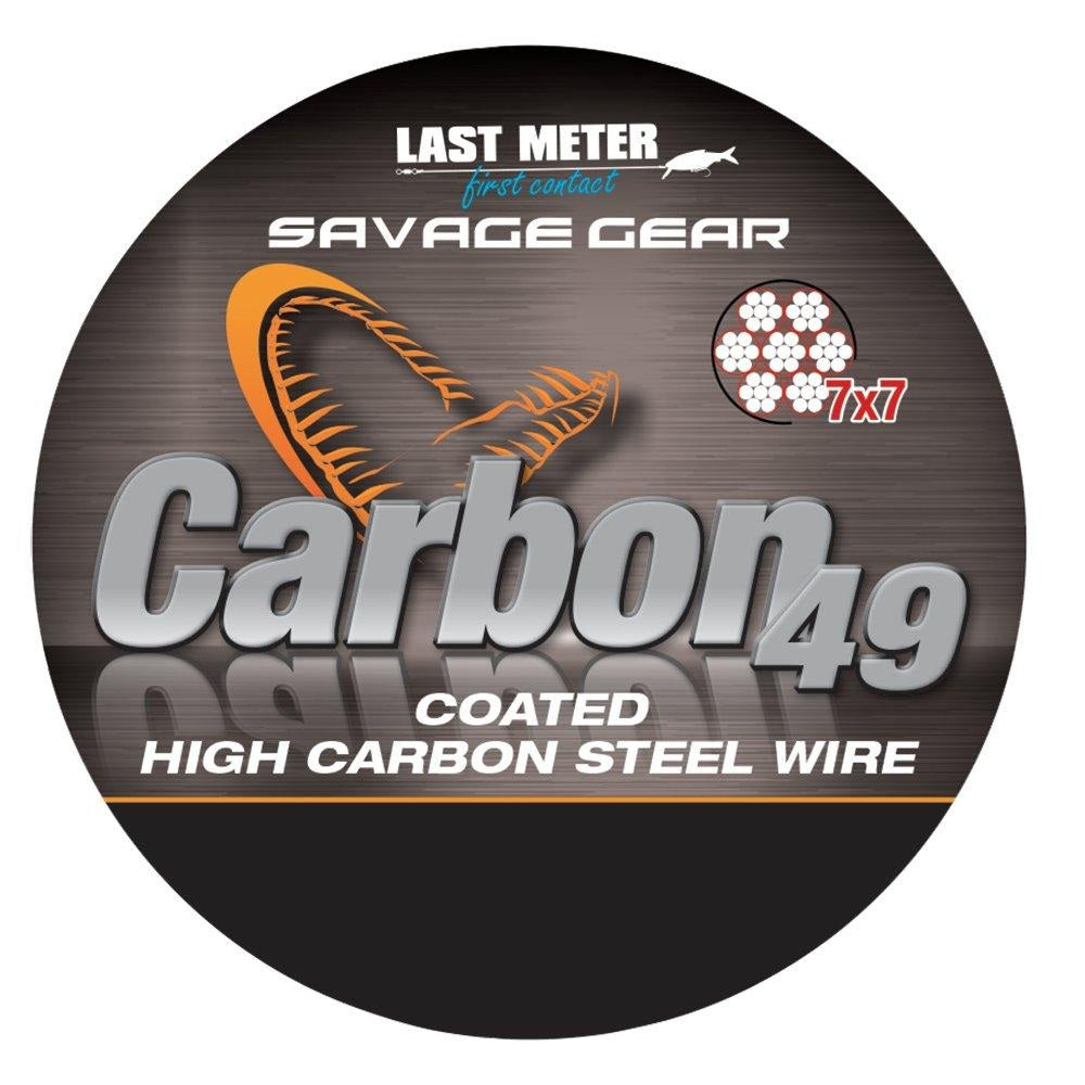 Alambre de acero Savage Gear CARBON49 de 10 m y 0,70 mm, 23 kg y 50 lbs de centro de gravedad
