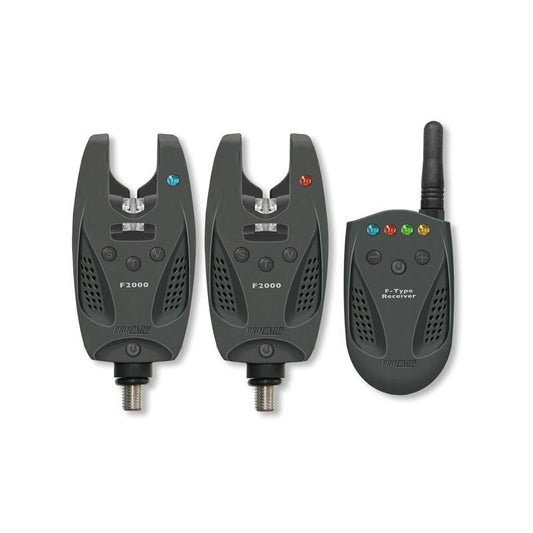 CORMORAN Pro Carp Bissanzeiger-Set F-2000 in blue and red with 2 bite indicators and 1 receiver, ideal for carp fishing.